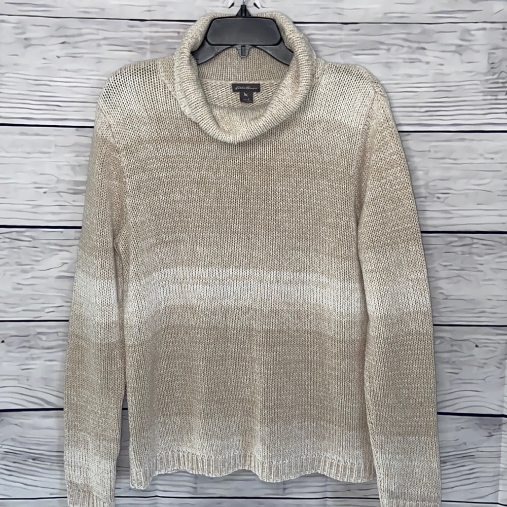 Eddie Bauer Cream and Tan Ombre Cowl Neck Sweater